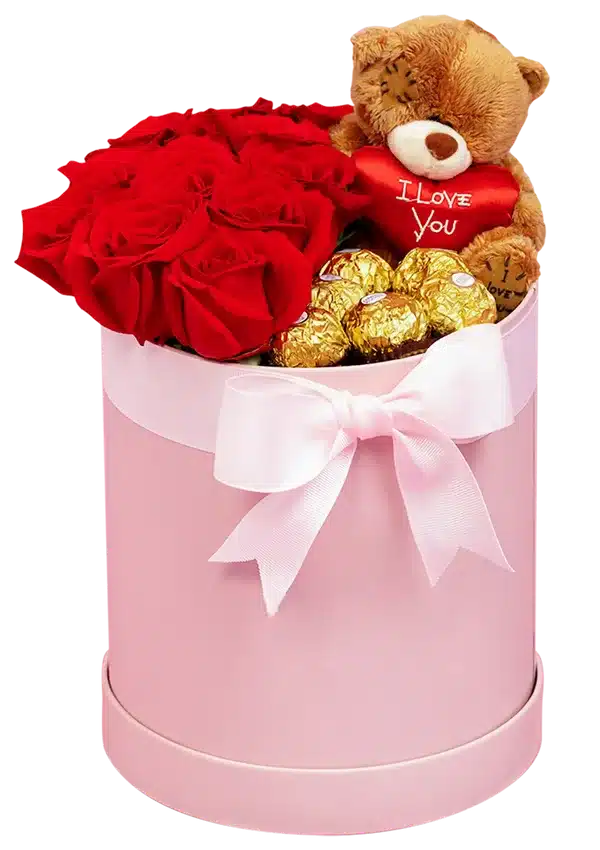 Arreglo Floral con Chocolates y Peluche · Una Dulce Sorpresa
