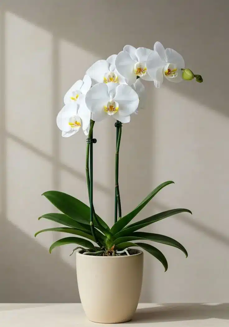 Planta de orquídea para condolencias Bucaramanga, diseño elegante y sofisticado para funerales, entregas a domicilio en Bucaramanga, Girón, Floridablanca y Piedecuesta, detalle floral de respeto y consuelo.
