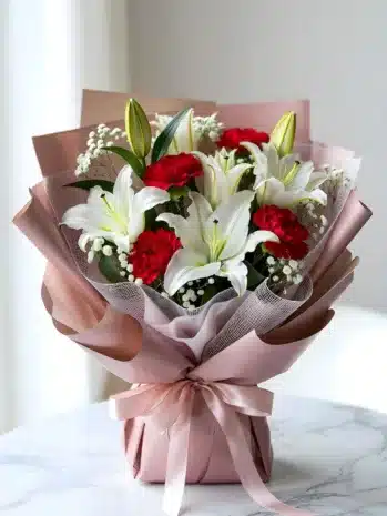 Bouquet de Lirios y Claveles Elegante Día de la Madre