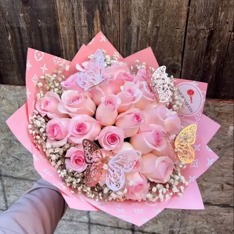 Bouquet de rosas seleccionadas color rosado